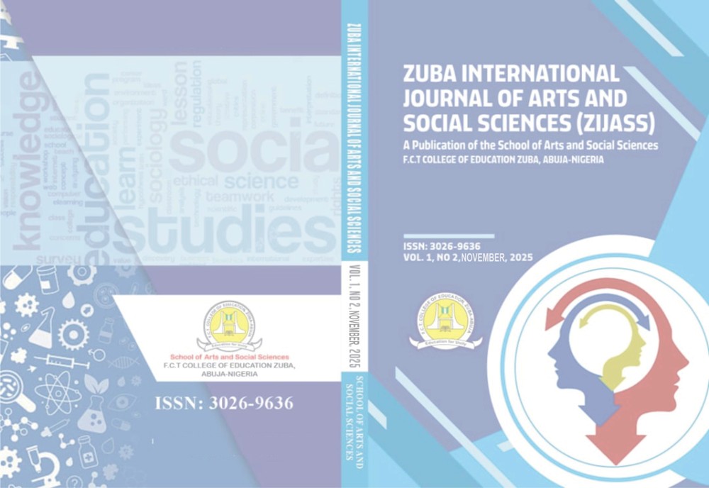 Zuba International Journal of Arts and Social Sciences (ZIJASS) front cover, Vol. 1 No. 2, November 2025